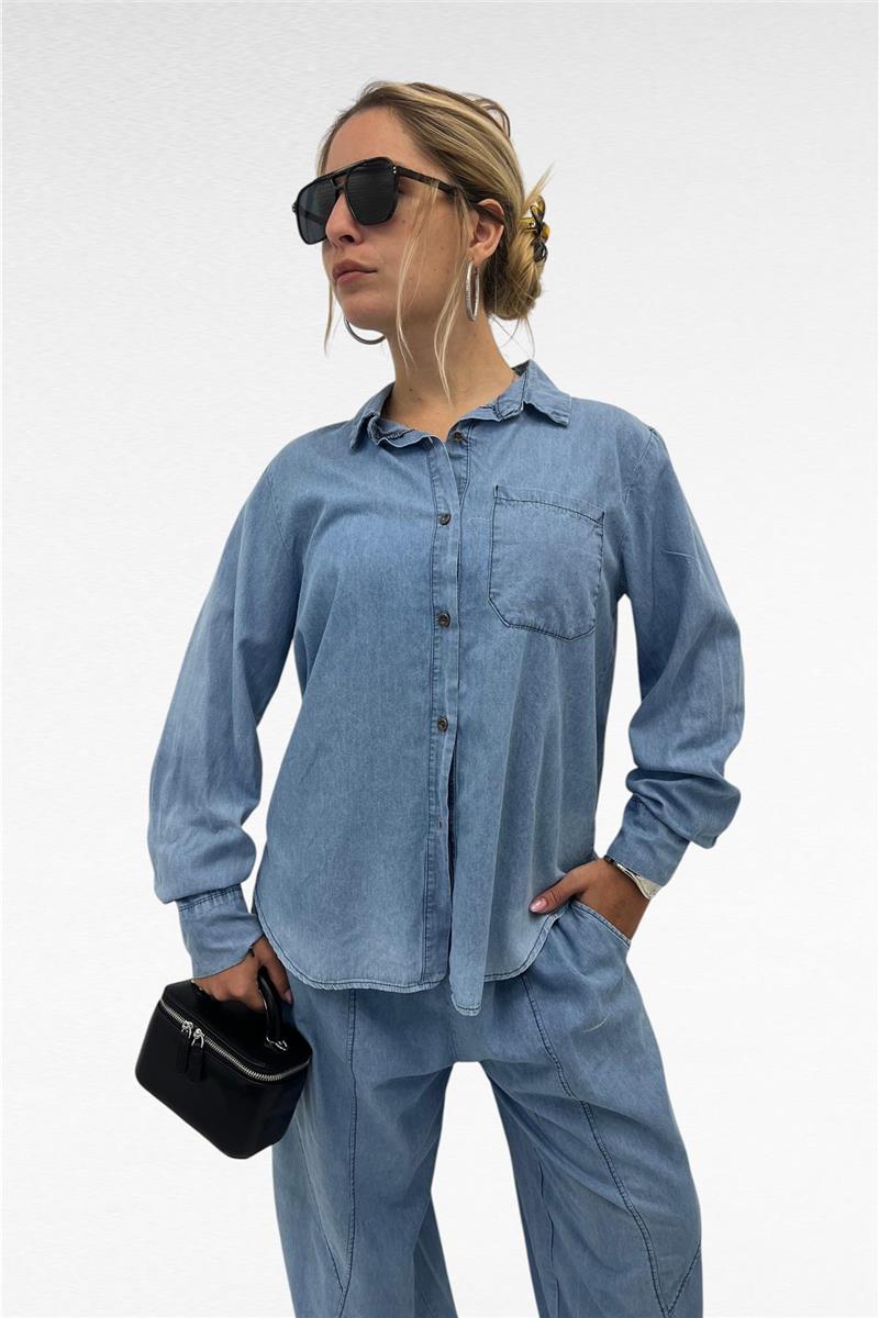 camicia in cotone effetto chambray operation
